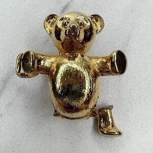Vintage Gold Tone Teddy Bear Belt Buckle Piece